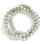Wholesale set Three Metal Beaded Stretch Bracelets D