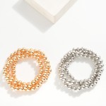 Wholesale set Three Metal Beaded Stretch Bracelets D
