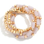 Wholesale set Five Beaded Stretch Bracelets Rectangle Glass Crystal Metal Pyrami