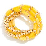 Wholesale set Five Beaded Stretch Bracelets Rectangle Glass Crystal Metal Pyrami