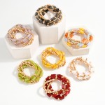 Wholesale set Five Beaded Stretch Bracelets Rectangle Glass Crystal Metal Pyrami
