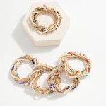 Wholesale set Nine Petite Bead Beaded Stretch Bracelets Pearls Metal Tones Facet