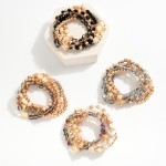 Wholesale set Five Beaded Stretch Bracelets Metal Tones Glass Crystal Shell D