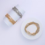 Wholesale set Five Metal Beaded Stretch Bracelets Tube Beads D