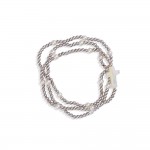 Wholesale set Three Metal Beaded Stretch Bracelets Pearls Pearlescent East West