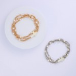 Wholesale set Three Metal Beaded Stretch Bracelets Pearls Pearlescent East West