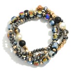Wholesale set Four Beaded Stretch Bracelet Glass Beads Pearl Bead Details D