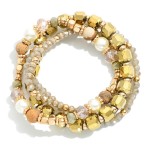 Wholesale set Four Beaded Stretch Bracelet Glass Beads Pearl Bead Details D