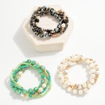 Wholesale set Four Beaded Stretch Bracelet Glass Beads Pearl Bead Details D