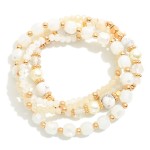 Wholesale set Four Beaded Stretch Bracelet Glass Beads Pearl Bead Details D