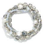 Wholesale set Four Beaded Stretch Bracelet Glass Beads Pearl Bead Details D