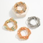 Wholesale set Five Beaded Stretch Bracelets Semi Precious Stone Beads D