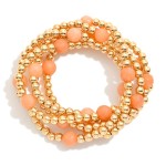 Wholesale set Five Beaded Stretch Bracelets Semi Precious Stone Beads D