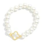 Wholesale pearl Beaded Stretch Bracelet Glass Crystal Clover D