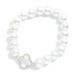 Wholesale pearl Beaded Stretch Bracelet Glass Crystal Clover D