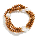 Wholesale set Three Beaded Stretch Bracelets Pearls Faceted Beads D