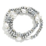 Wholesale set Three Beaded Stretch Bracelets Pearls Faceted Beads D