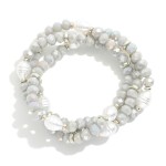 Wholesale set Three Beaded Stretch Bracelets Pearls Faceted Beads D