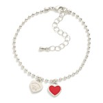 Wholesale gold Dipped Ball Chain Bracelet Heart Charms D Extender L