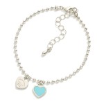 Wholesale gold Dipped Ball Chain Bracelet Heart Charms D Extender L