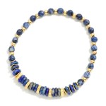 Wholesale natural Stone Beaded Bracelet Metal Accents D