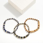 Wholesale natural Stone Beaded Bracelet Metal Accents D