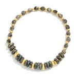 Wholesale natural Stone Beaded Bracelet Metal Accents D