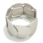 Wholesale overlapping Oversized Textured Metal Circle Stretch Bracelet D