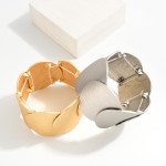 Wholesale overlapping Oversized Textured Metal Circle Stretch Bracelet D