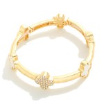 Wholesale hammered Metal Stretch Bracelet Pave Rhinestone Pearl Clovers D