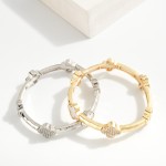 Wholesale hammered Metal Stretch Bracelet Pave Rhinestone Pearl Clovers D