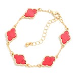 Wholesale linked Clover Bracelet Glass Stone D Extender L
