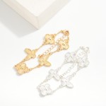 Wholesale linked Textured Metal Clover Butterfly Chain Link Bracelet L Extender