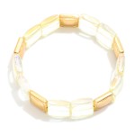 Wholesale beaded Square Glass Crystal Stretch Bracelet Metal Square Beads L