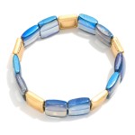 Wholesale beaded Square Glass Crystal Stretch Bracelet Metal Square Beads L