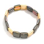 Wholesale beaded Square Glass Crystal Stretch Bracelet Metal Square Beads L