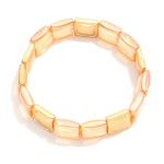 Wholesale beaded Square Glass Crystal Stretch Bracelet Metal Square Beads L