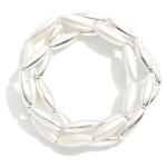 Wholesale set Three Oval Metal Beaded Stretch Bracelets D