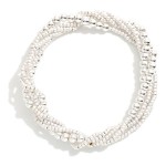 Wholesale set Five Metal Beaded Stretch Bracelets Petite Matte Beads D