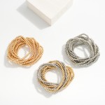 Wholesale set Ten Metal Beaded Stretch Bracelets D