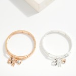 Wholesale metal Stretch Bangle Bracelet MOM Heart Baby Feet Charms D
