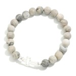 Wholesale natural Stone Beaded Stretch Bracelet Cross D