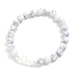 Wholesale natural Stone Beaded Stretch Bracelet Cross D