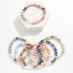 Wholesale natural Stone Beaded Stretch Bracelet Cross D