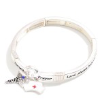 Wholesale metal Nurse s Prayer Engraved Stretch Bangle Caduceus Nurse s Hat Char