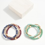 Wholesale set Three Beaded Bracelets Gold Tones Glass Crystal Faceted Beads D