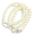 Wholesale set Three Pearl Beaded Stretch Bracelet Snowflake D