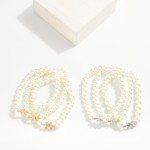 Wholesale set Three Pearl Beaded Stretch Bracelet Snowflake D
