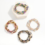 Wholesale set Three Iridescent Glass Crystal Beaded Stretch Bracelet D