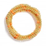 Wholesale set Seven Metal Beaded Bracelets Stone Beads D